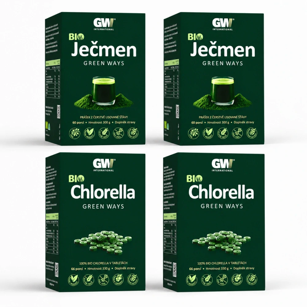 Ječmen v prášku 2x 300g + Chlorella tablety 2x 330g (s registrací u GW)